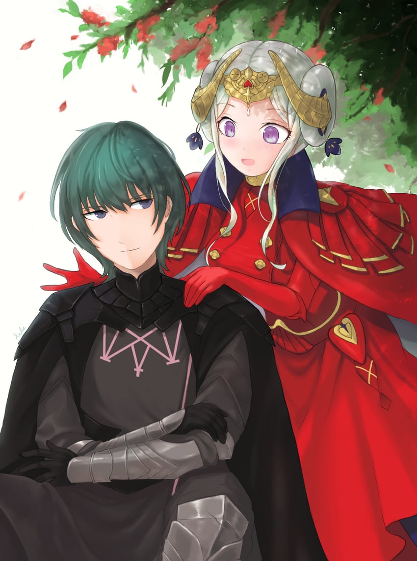 edelgard von hresvelg and male byleth (fire emblem and 1 more) drawn by kabanshi