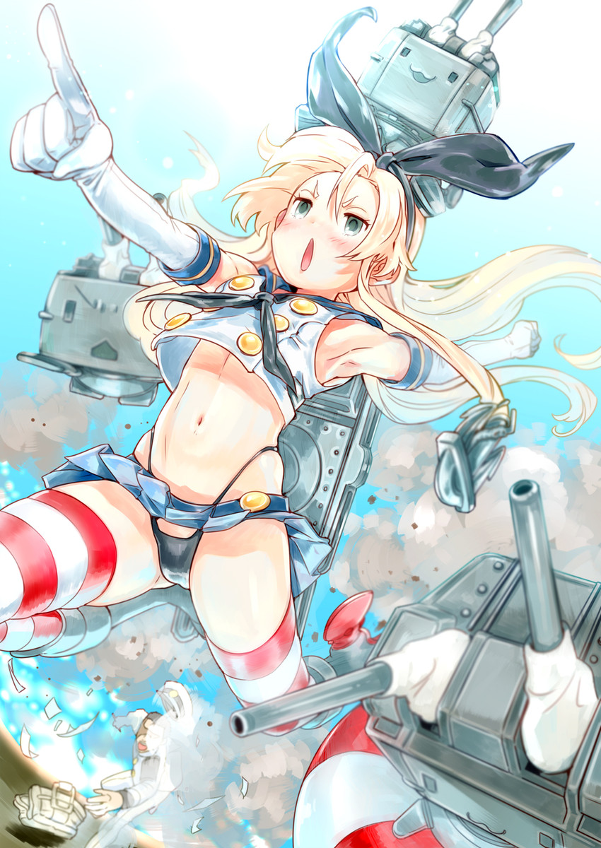 admiral, shimakaze, and rensouhou-chan (kantai collection) drawn by yanyo_(ogino_atsuki)