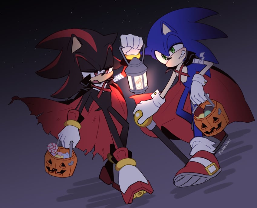 sonic the hedgehog and shadow the hedgehog (sonic) drawn by smileandmiso