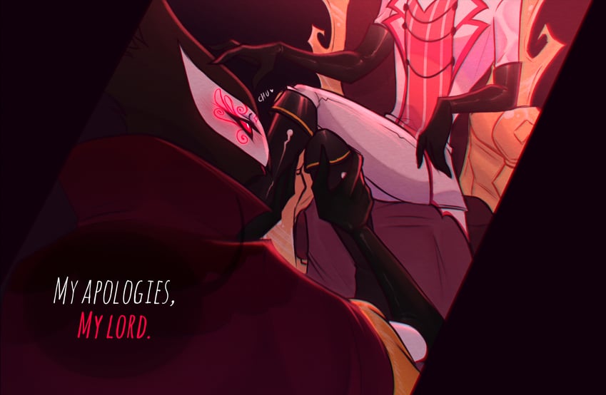 lucifer morningstar and paimon (hazbin hotel and 1 more) drawn by appleparty_sins