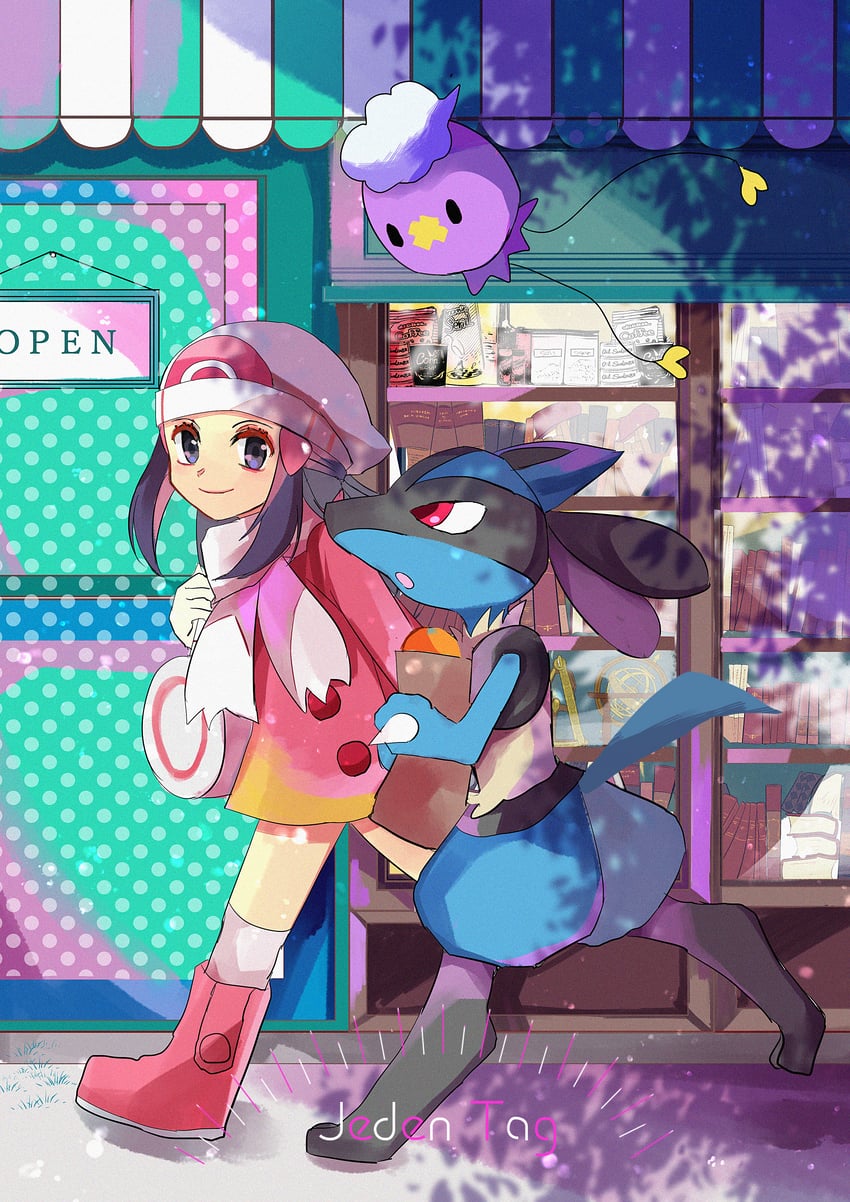 dawn, lucario, and drifloon (pokemon and 2 more) drawn by wurann99
