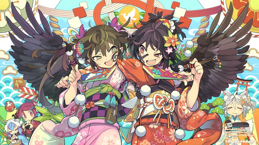 shameimaru aya, inubashiri momiji, mystia lorelei, himekaidou hatate, and tokiko (touhou) drawn by morino_hon