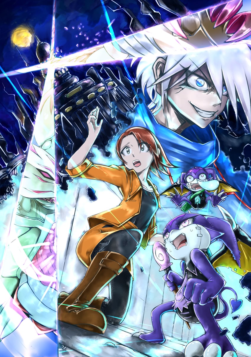 arkadimon ultimate, saiba neo, petitmamon, and saiba rei (digimon and 1 more) drawn by jiyuuya