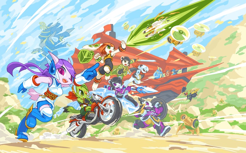 sash lilac, milla basset, carol tea, neera li, and serpentine (freedom planet and 1 more) drawn by tyson_tan