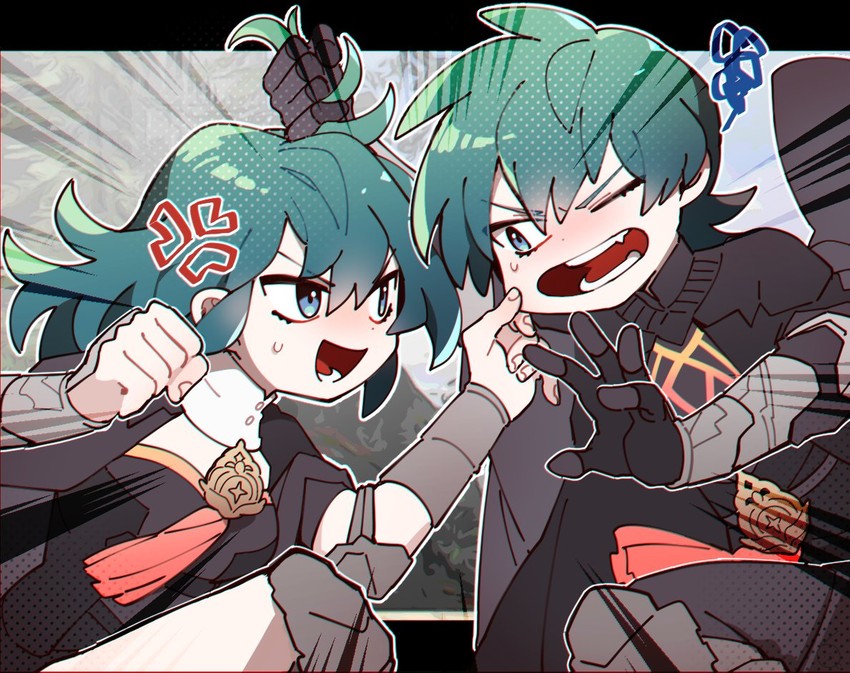 female byleth and male byleth (fire emblem and 2 more) drawn by friedbirdchips