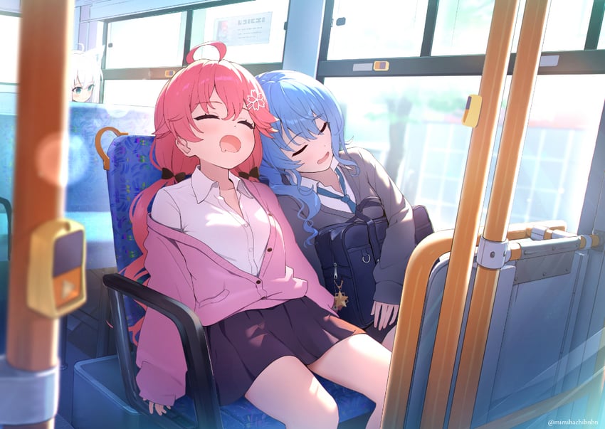 shirakami fubuki, hoshimachi suisei, and sakura miko (hololive and 1 more) drawn by mimihachi