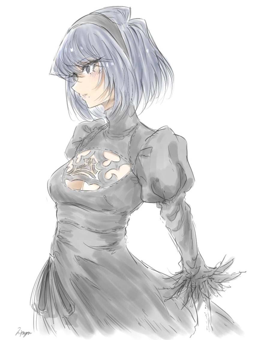 2b and komi shouko (nier and 2 more) drawn by mitsugu