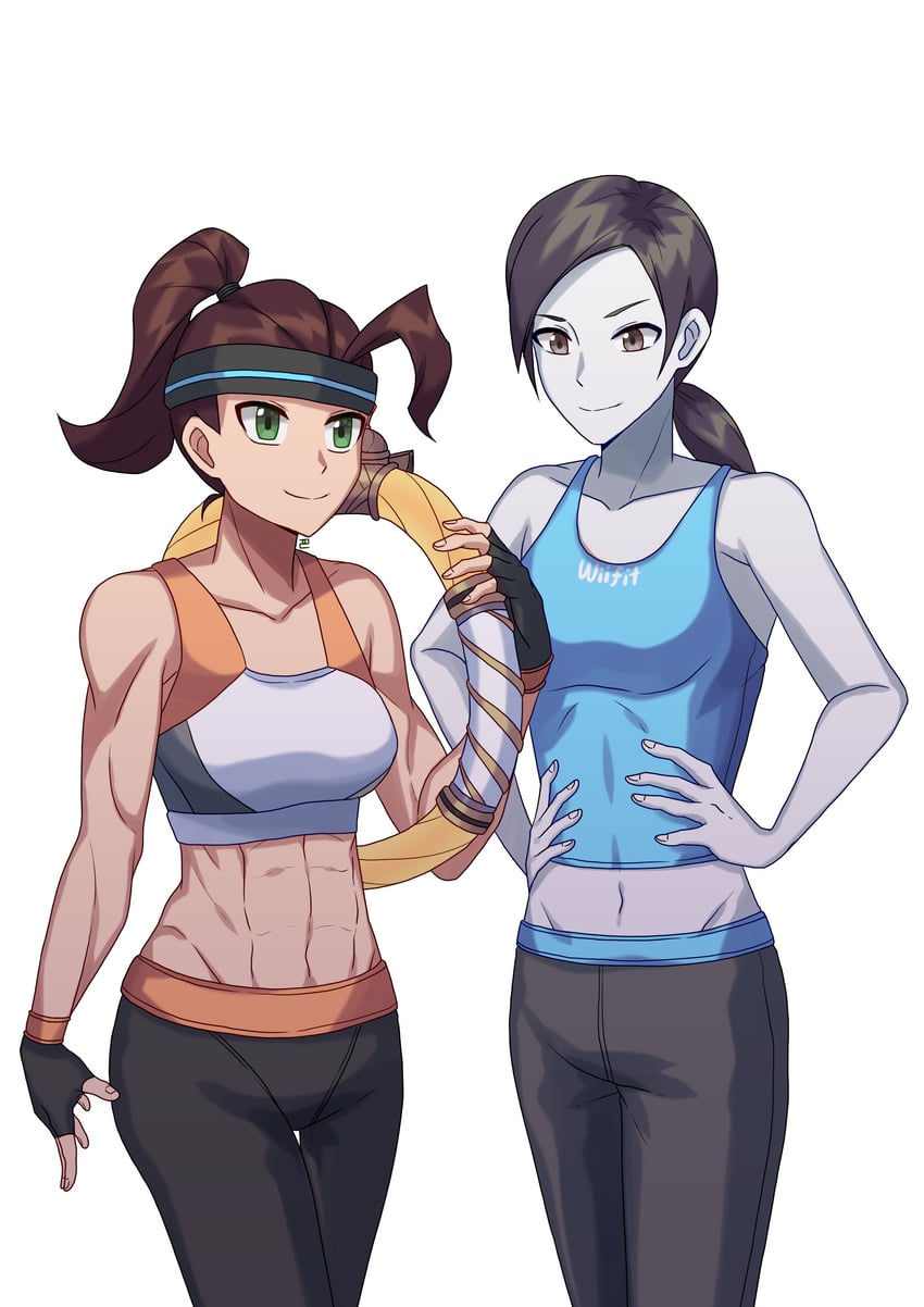 wii fit trainer, ring fit trainee, and ring (ring fit adventure and 1 more) drawn by demon_avenger