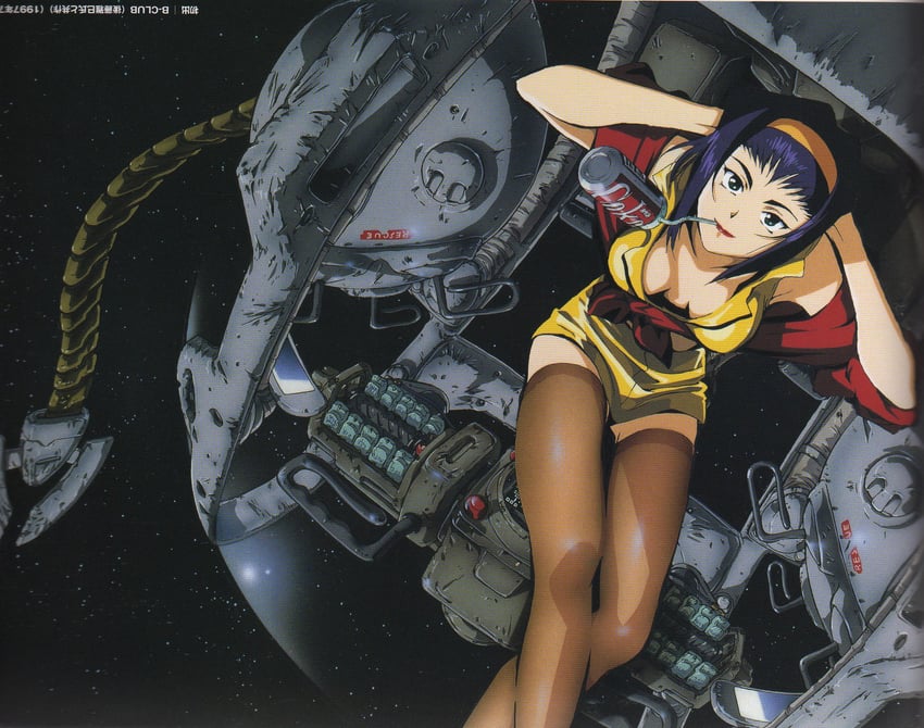 faye valentine and red tail (cowboy bebop) drawn by masami_gotou