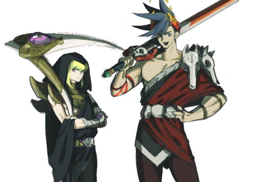 lio fotia, galo thymos, zagreus, and thanatos (promare and 2 more) drawn by juzhi_tangjiang