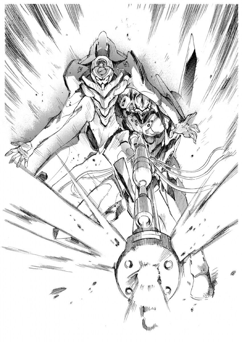eva 01 and eva 00 (neon genesis evangelion and 2 more) drawn by fuse_ryuuta