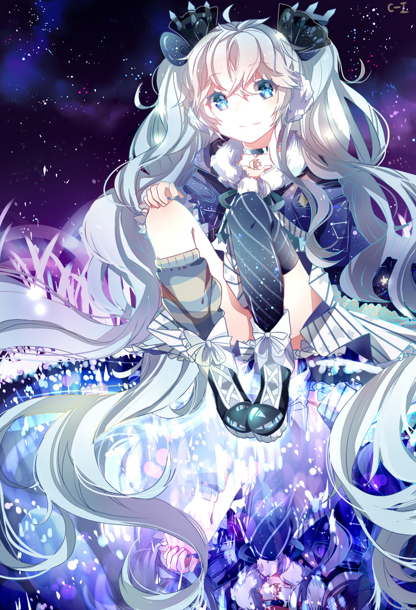 hatsune miku and fuyu no yoru miku (vocaloid) drawn by c-i