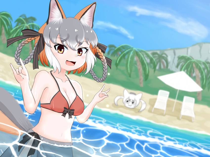 island fox and kanihai (kemono friends and 1 more) drawn by udensha