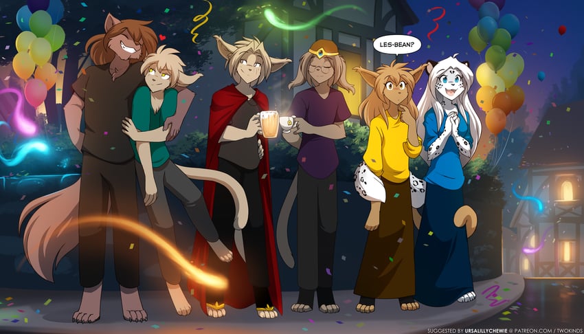 keith keiser, natani, maeve riftwall, madelyn adelaide, lynn, and 1 more (twokinds) drawn by tom_fischbach