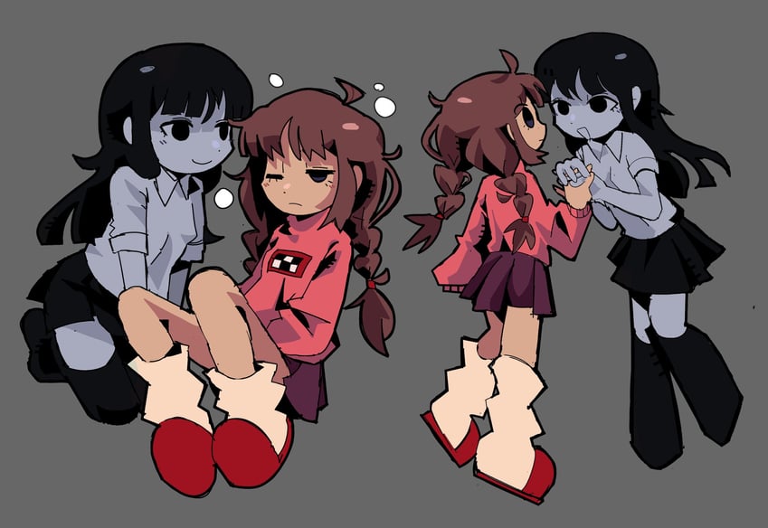 madotsuki and monoe (yume nikki) drawn by chelle_(chelle_month)