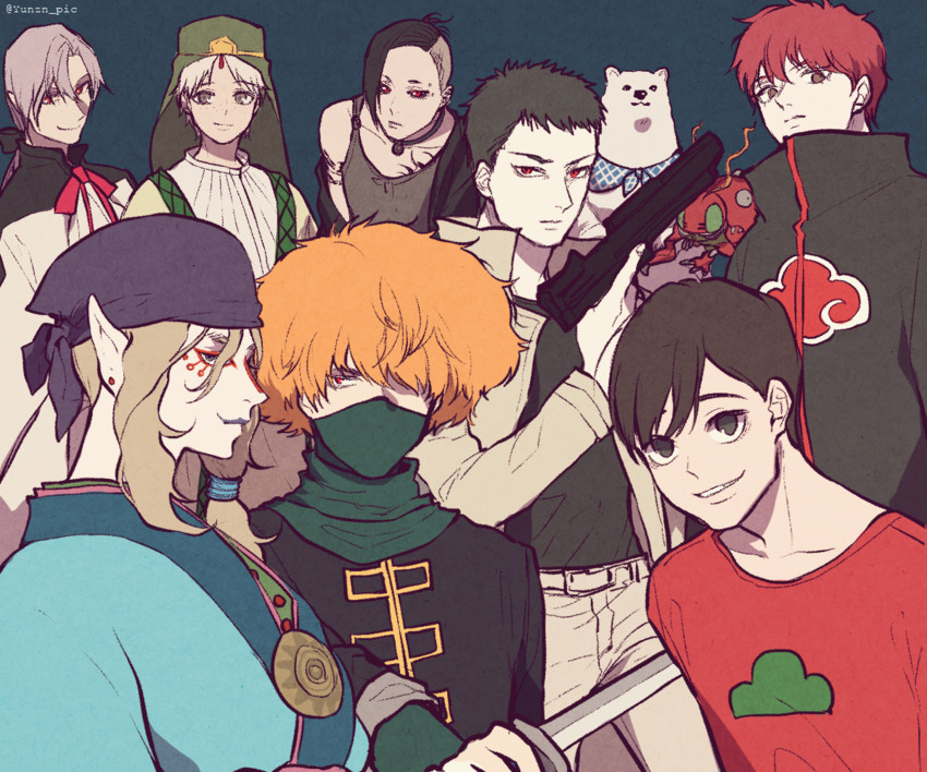 matsuno osomatsu, sasori, kusuriuri, tentomon, ja'far, and 6 more (digimon and 12 more) drawn by yunzn_(yje6344)