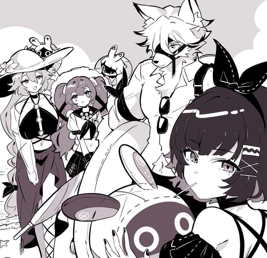 ellen joe, von lycaon, corin wickes, alexandrina sebastiane, drusilla, and 1 more (zenless zone zero) drawn by yuchizero