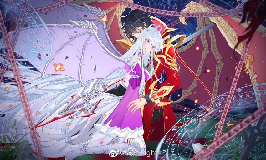gu yuena and tang wulin (douluo dalu) drawn by qian_cha_light