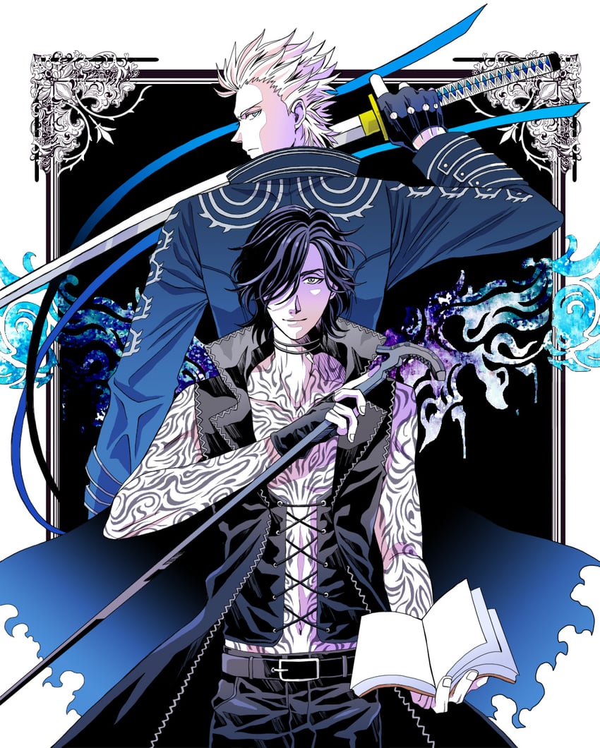 vergil and v (devil may cry and 1 more) drawn by charatei