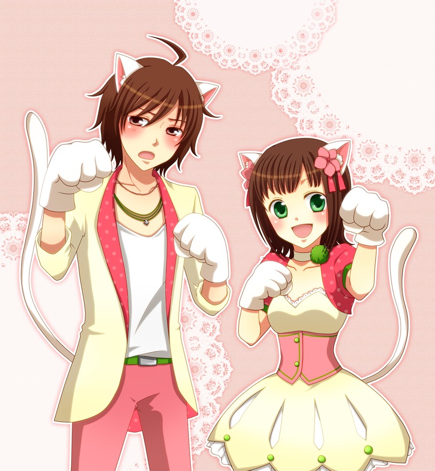 amami haruka and amagase touma (idolmaster and 1 more) drawn by hoshisaki