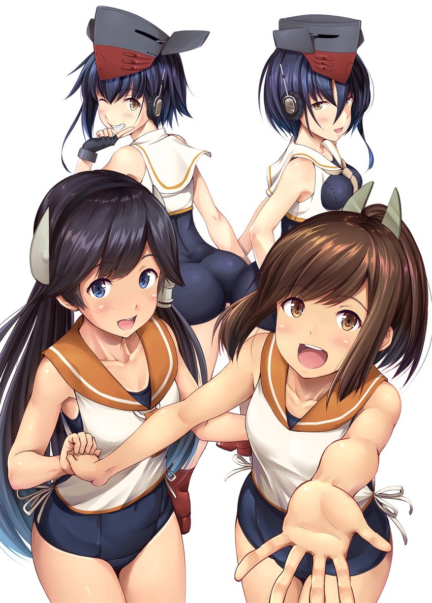 i-401, i-13, i-14, and i-400 (kantai collection) drawn by ichikawa_feesu