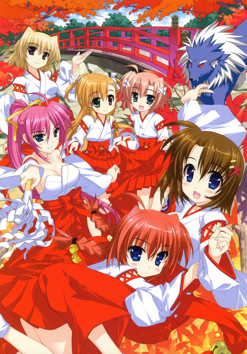 yagami hayate, vivio, vita, signum, shamal, and 2 more (lyrical nanoha and 1 more) drawn by fujima_takuya
