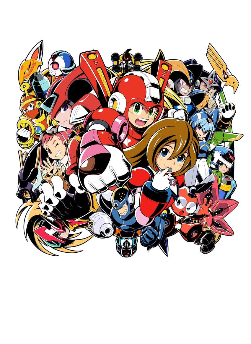 zero, aile, mega man, zero(z), fairy leviathan, and 18 more (mega man and 15 more) drawn by hi-go!