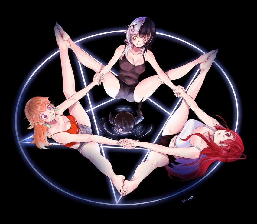 takanashi kiara, shiori novella, nerissa ravencroft, and elizabeth rose bloodflame (hololive and 1 more) drawn by kivo