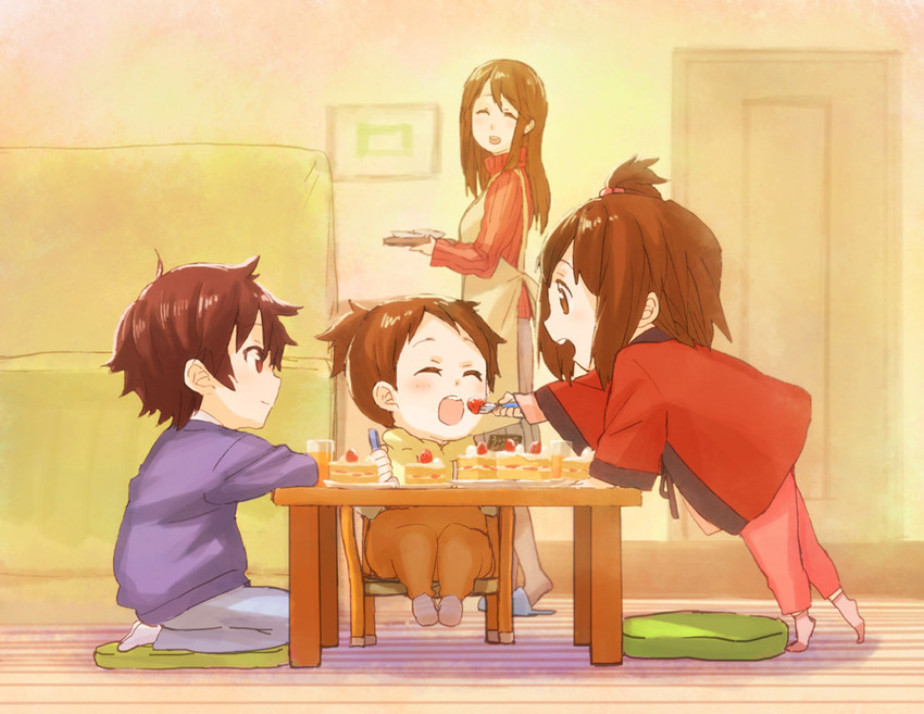 hirasawa yui, hirasawa ui, manabe nodoka, and mrs. hirasawa (k-on!) drawn by fukutarou_(enji127)