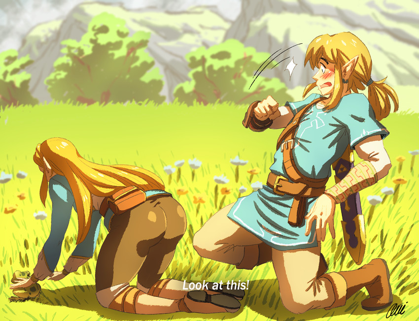 link and princess zelda (the legend of zelda and 1 more) drawn by onofre_wayne