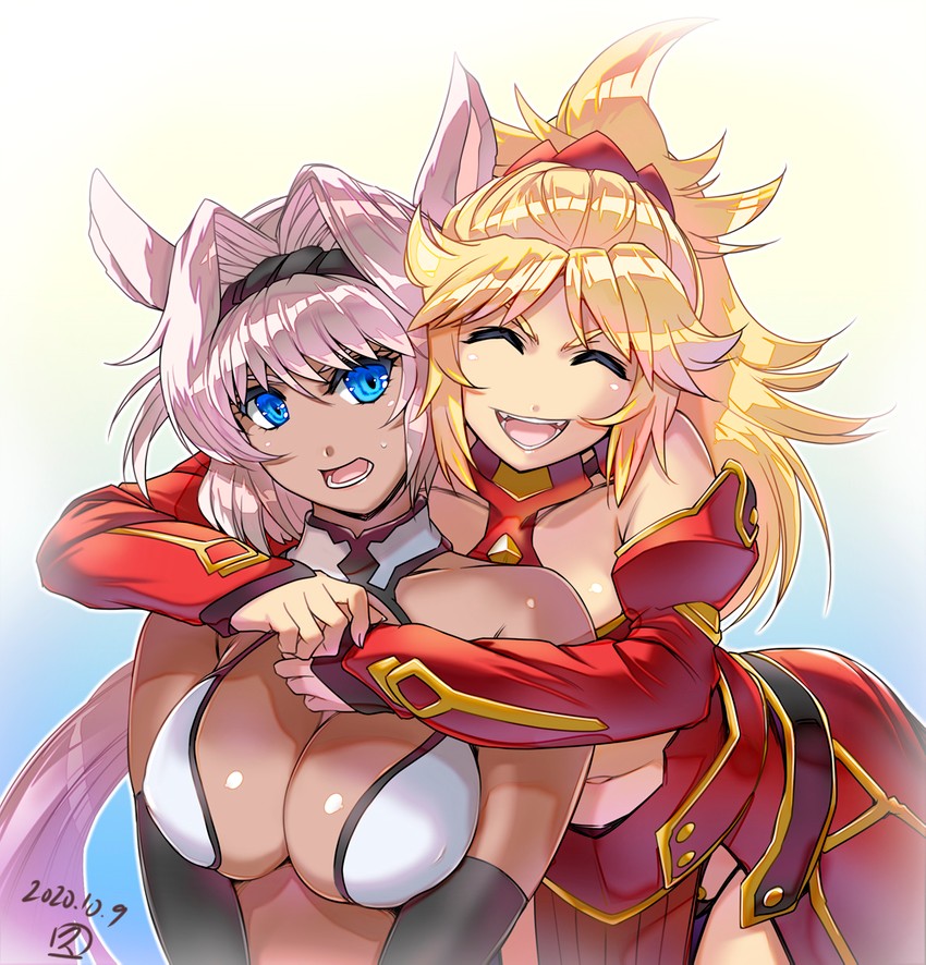 mordred and caenis (fate and 1 more) drawn by hisahiko