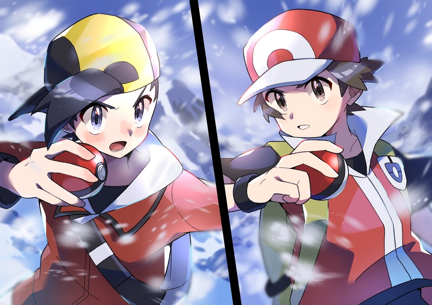 red and ethan (pokemon and 1 more) drawn by pon_yui