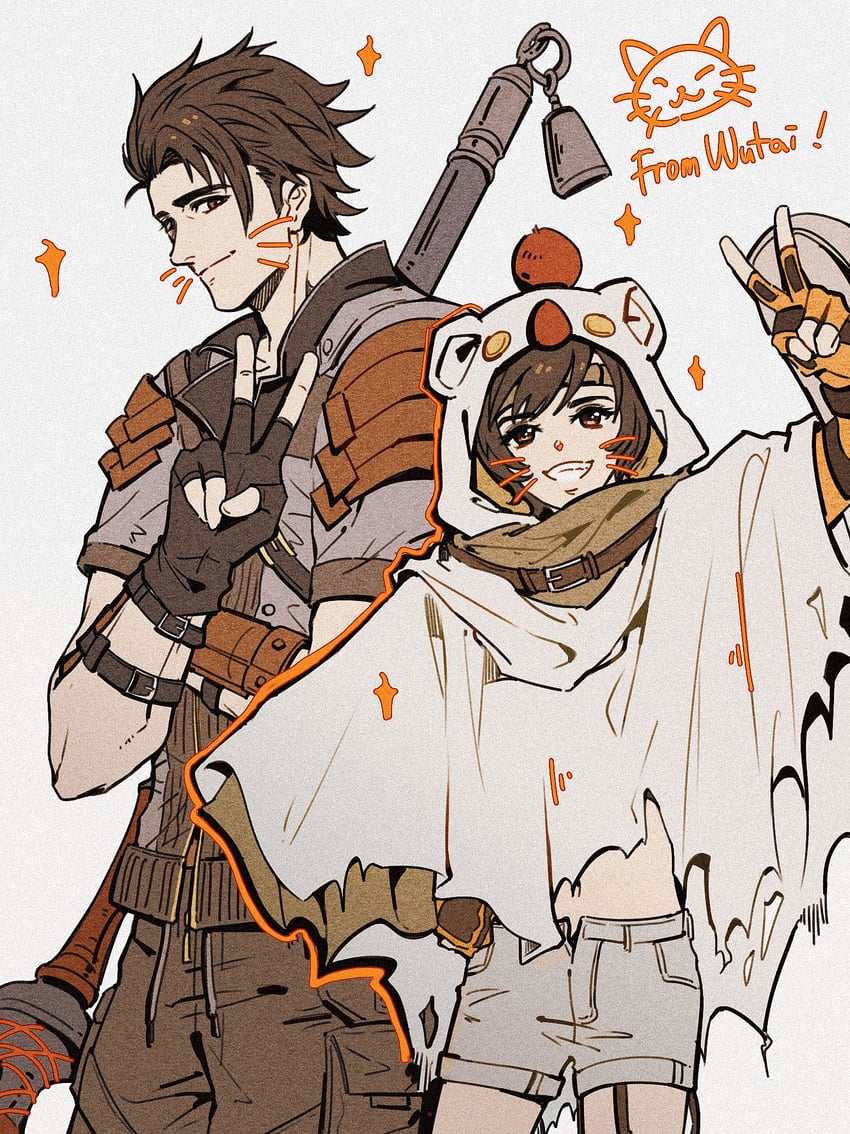 yuffie kisaragi, moogle, and sonon kusakabe (final fantasy and 2 more) drawn by batphone1939