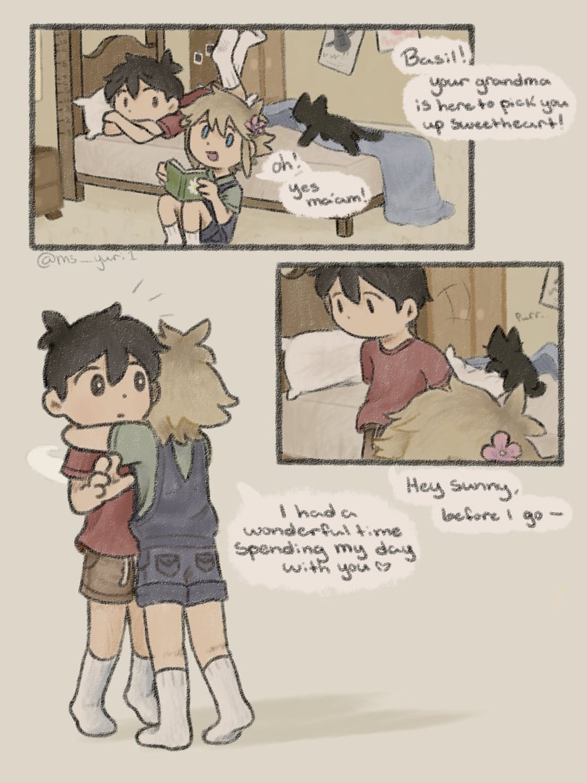 sunny, basil, and mewo (omori) drawn by ms_yuri1