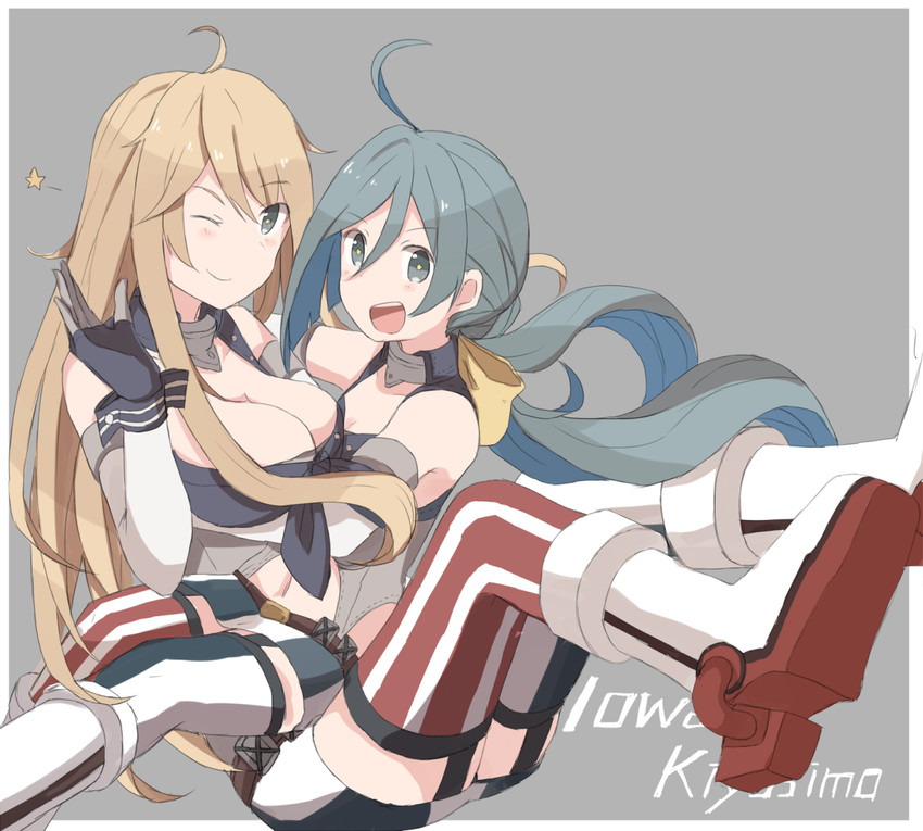 iowa and kiyoshimo (kantai collection) drawn by riz_(ravel_dc)