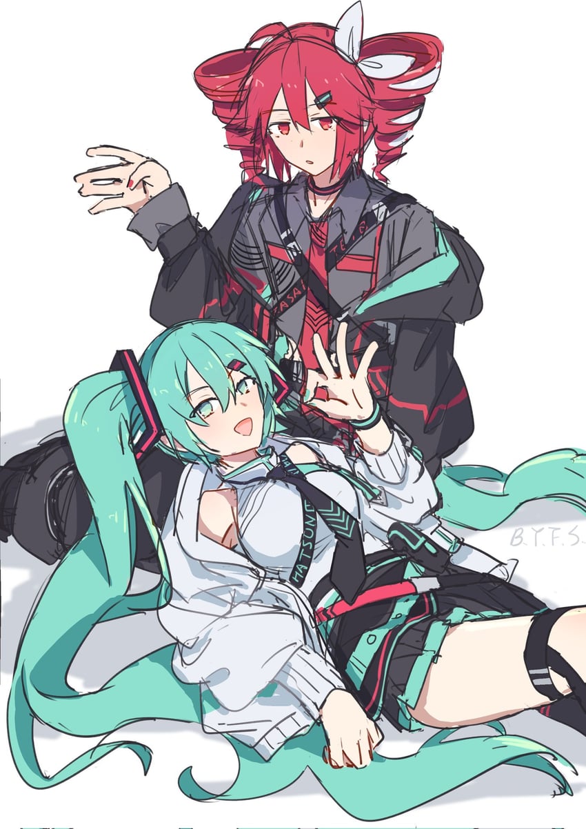 hatsune miku and kasane teto (vocaloid and 3 more) drawn by frontiersun