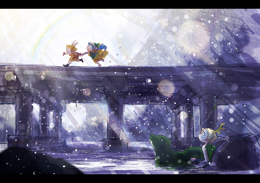 kicchou yachie, haniyasushin keiki, joutouguu mayumi, and otter spirit (touhou) drawn by jizeru_(giselebon)