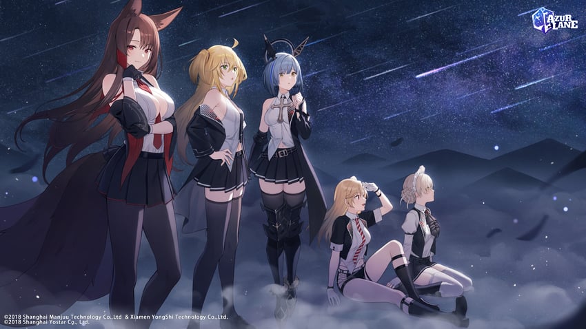 akagi, cleveland, sheffield, admiral hipper, and gascogne (azur lane) drawn by tokki
