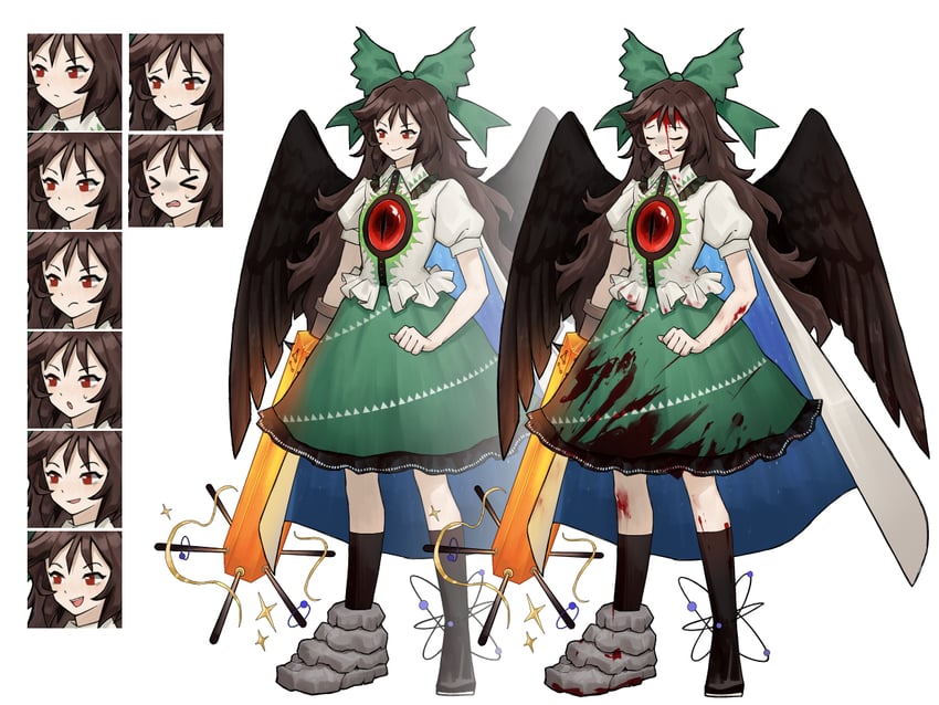 reiuji utsuho (touhou and 2 more) drawn by as-zero