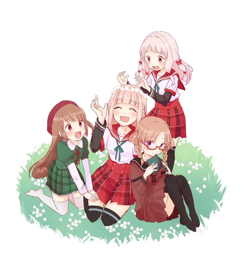 tamaki iroha, tamaki ui, satomi touka, and hiiragi nemu (mahou shoujo madoka magica and 1 more) drawn by ultimate_magnum