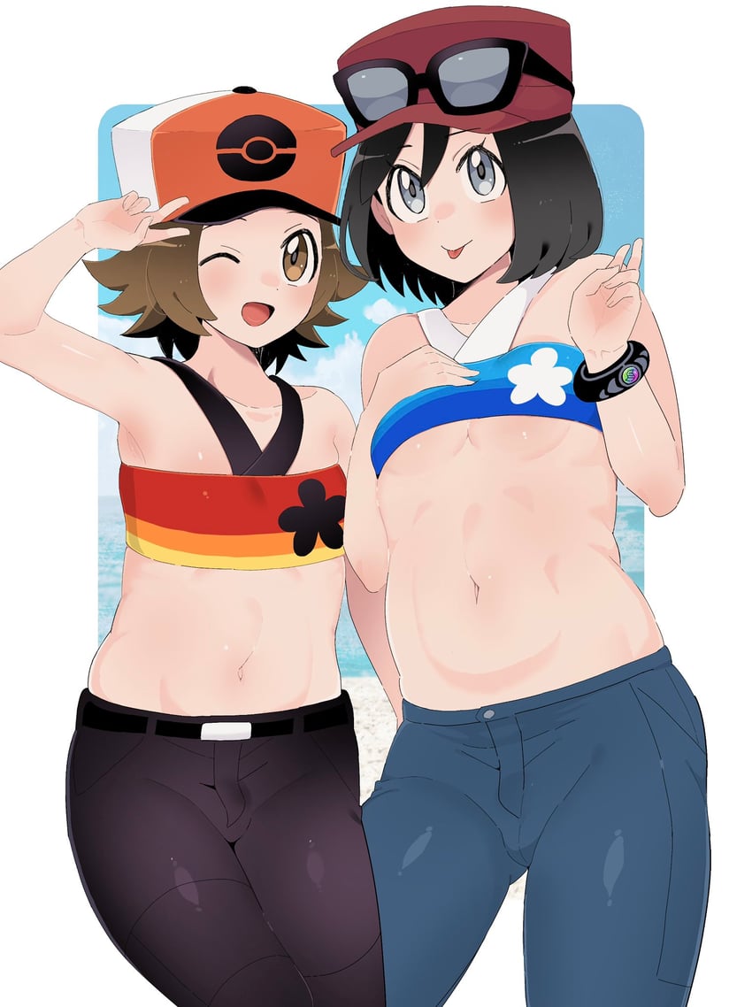 hilbert and calem (pokemon and 2 more) drawn by sana_(37pisana)