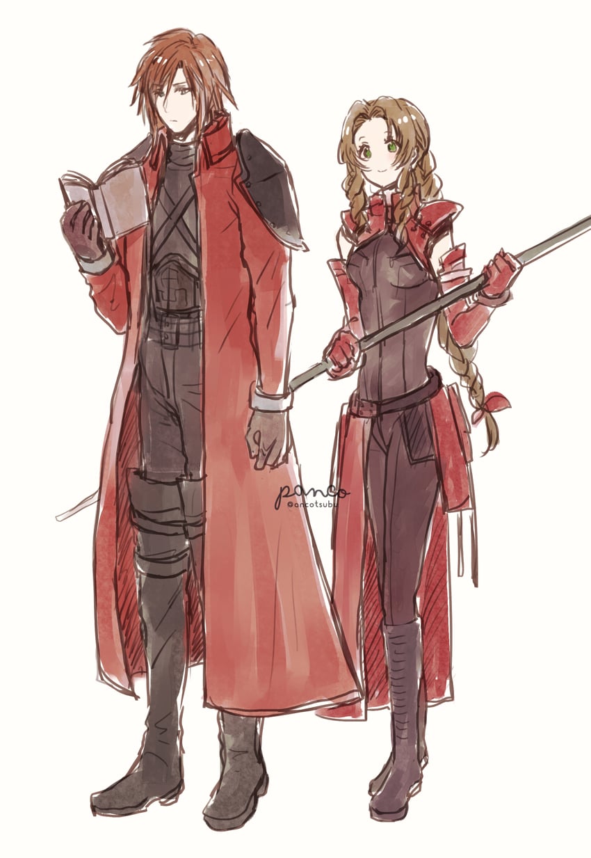 aerith gainsborough and genesis rhapsodos (final fantasy and 3 more) drawn by ancotsubu