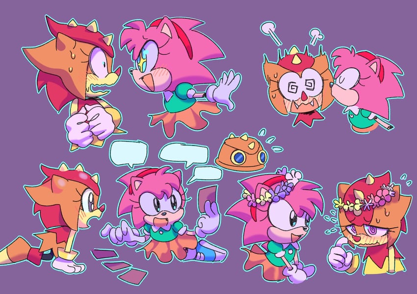 amy rose, classic amy, and trip the sungazer (sonic and 2 more) drawn by kaylla