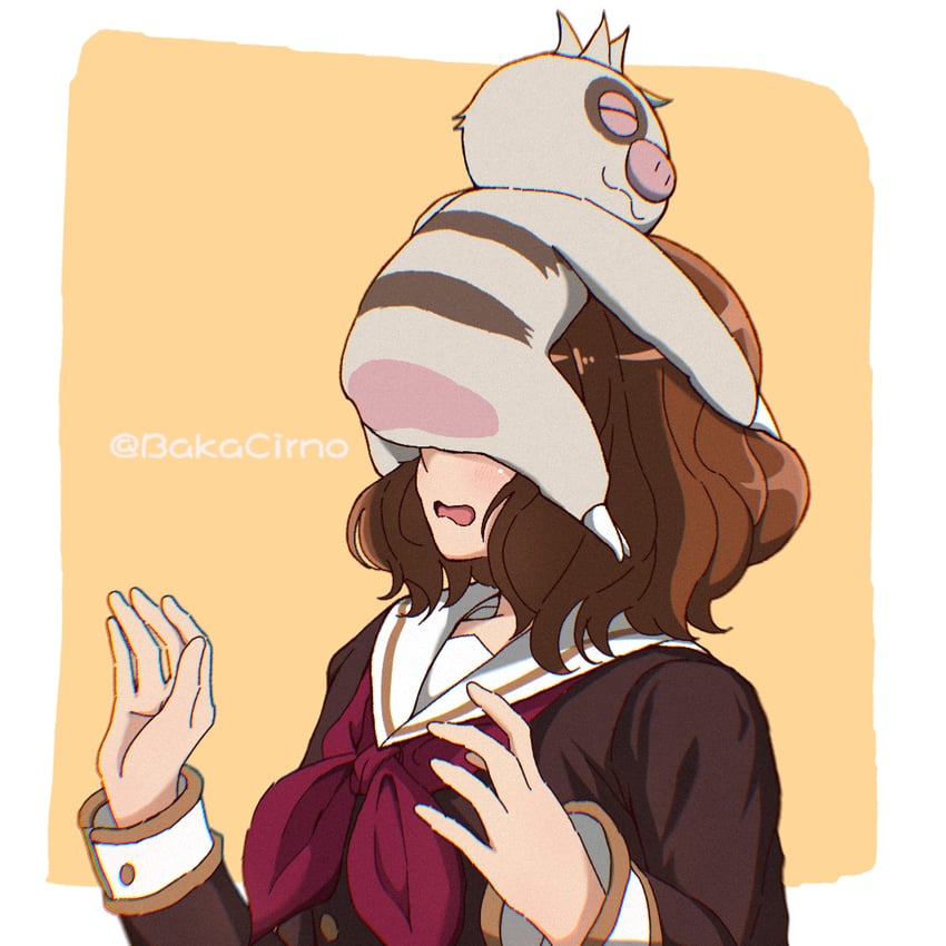 oumae kumiko and slakoth (pokemon and 1 more) drawn by bakacirno