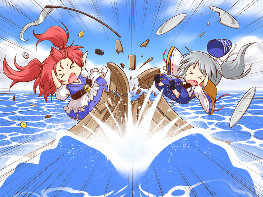 mononobe no futo and onozuka komachi (touhou) drawn by mazume