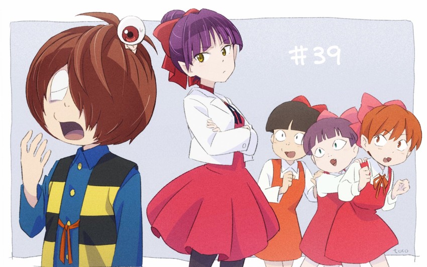 nekomusume, kitarou, and medama oyaji (gegege no kitarou) drawn by yatabe_touko