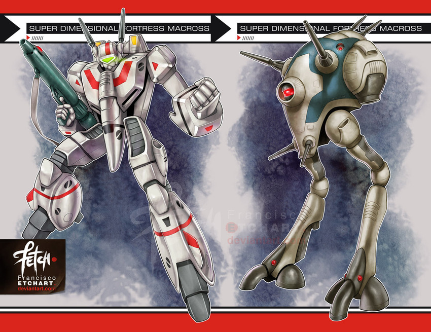 vf-1, vf-1j, and regult (macross and 2 more) drawn by franciscoetchart