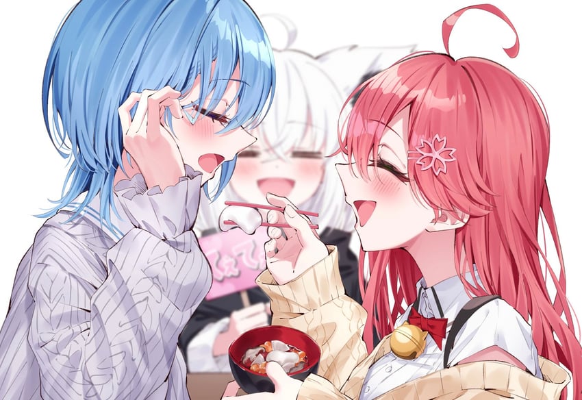 shirakami fubuki, hoshimachi suisei, and sakura miko (hololive) drawn by muyamii
