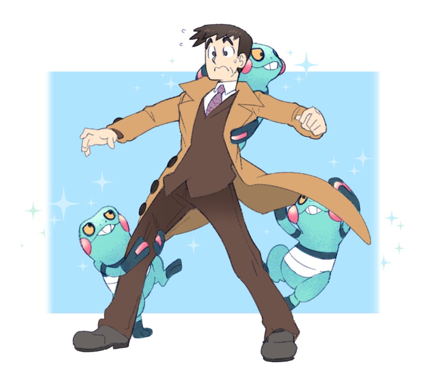 croagunk and looker (pokemon and 1 more) drawn by vergolophus