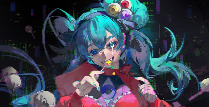 hatsune miku (vocaloid and 1 more) drawn by kako_(pixiv77158173)